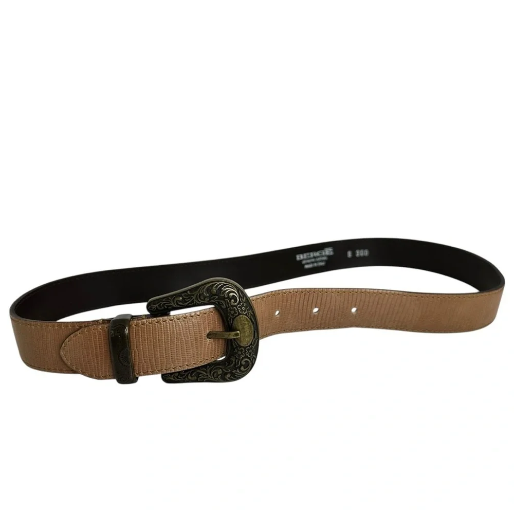 Berge Tan Leather Belt Size Small